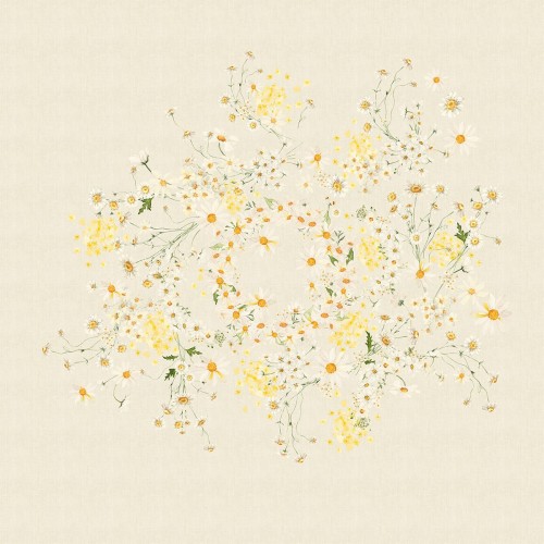 Nappe métis lin et coton lavé imprimé Daisy Chanvre, Garnier-Thiébaut 