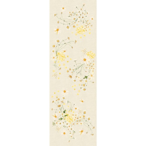Chemin de table métis lin et coton lavé imprimé Daisy Chanvre, Garnier-Thiébaut