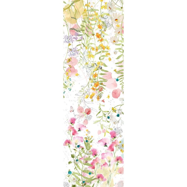 Chemin de table métis lin et coton lavé imprimé Rosée du matin Printemps, Garnier-Thiébaut