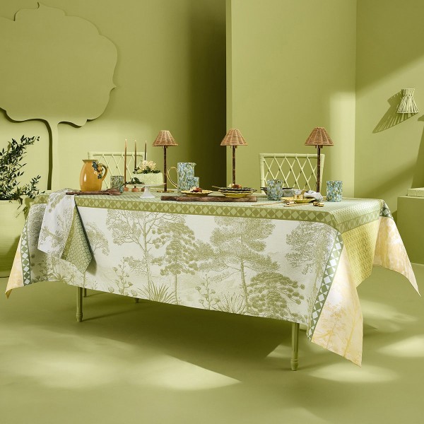 Nappe jacquard coton antitache Le Sud Vert, Garnier-Thiébaut 
