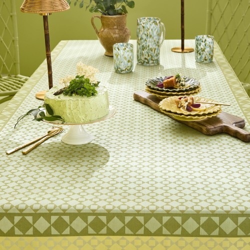 Nappe jacquard coton antitache Le Sud Vert, Garnier-Thiébaut 