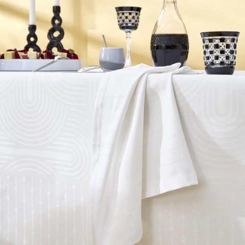 Serviettes de table coton jacquard Le Cercle Blanc, Garnier-Thiébaut