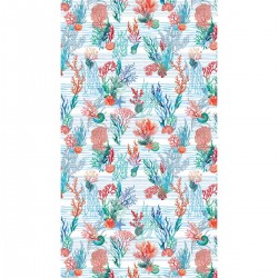 Serviette de plage, fouta Algues Corail, Garnier-Thiébaut