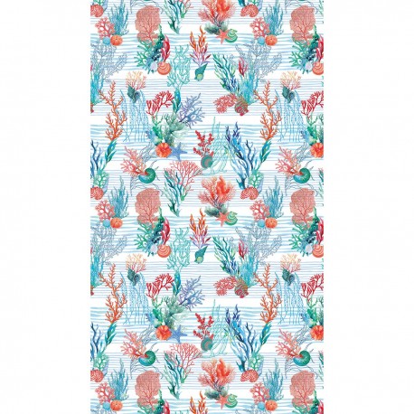 Serviette de plage, fouta Algues Corail, Garnier-Thiébaut