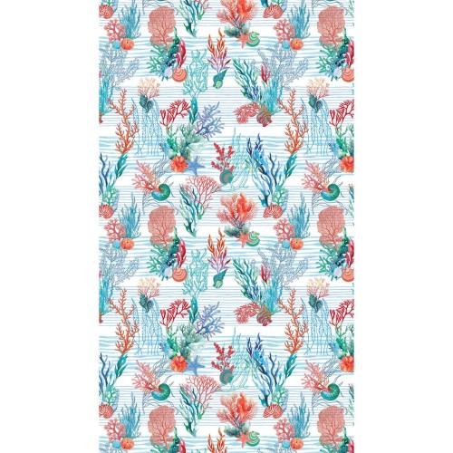 Serviette de plage, fouta Algues Corail, Garnier-Thiébaut
