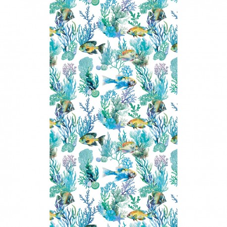 Serviette de plage, fouta Naia Blanc Bleu, Garnier-Thiébaut