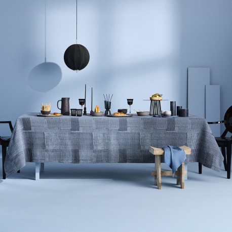 Nappe voile de jacquard coton peigné lavé Denim Indigo, Garnier-Thiébaut