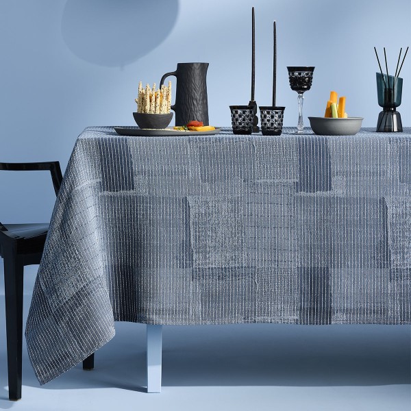 Nappe voile de jacquard coton peigné lavé Denim Indigo, Garnier-Thiébaut
