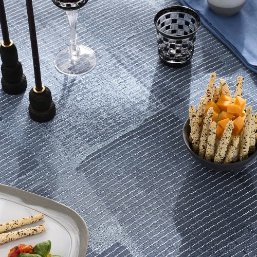 Nappe voile de jacquard coton peigné lavé Denim Indigo, Garnier-Thiébaut