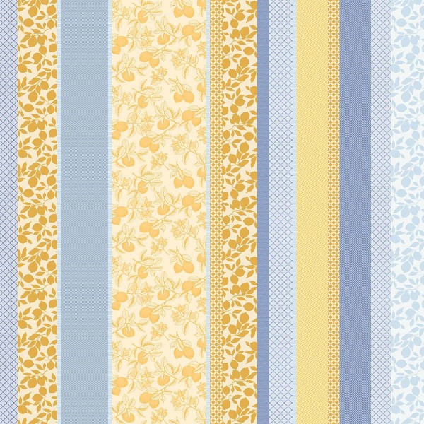 Nappe enduite sur mesure Mille Citrons Provence laize 180cm, Garnier-Thiébaut
