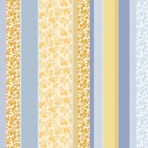 Nappe enduite sur mesure Mille Citrons Provence laize 180cm, Garnier-Thiébaut