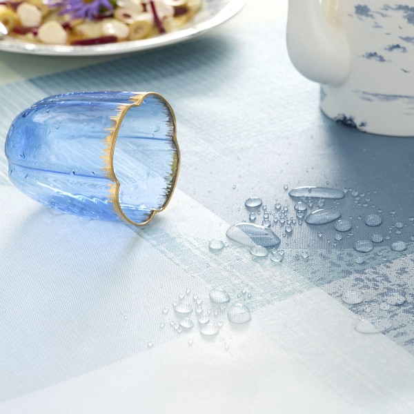 Nappe enduite sur mesure Mille Textures Bleu laize 180cm, Garnier-Thiébaut