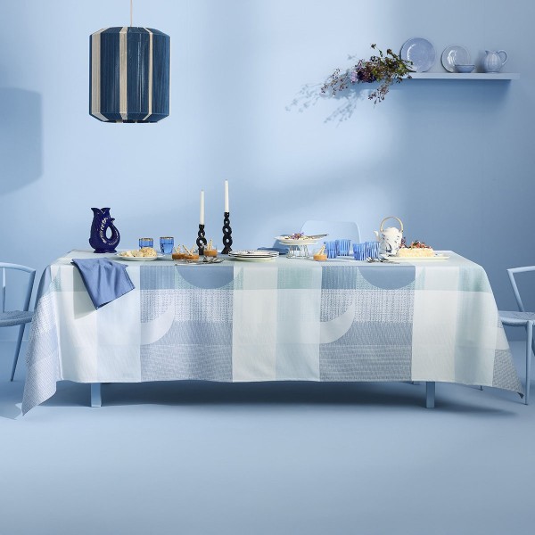 Nappes sur mesure Mille Textures Bleu laize 185cm, Garnier-Thiébaut