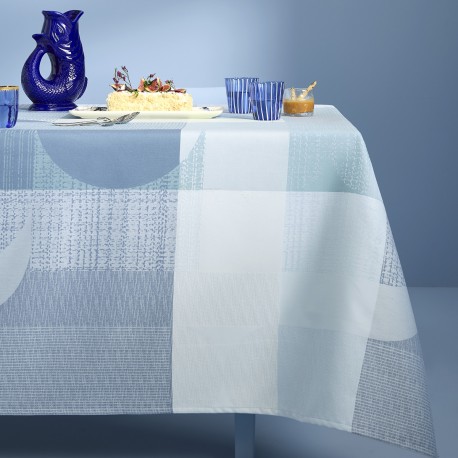 Nappes sur mesure Mille Textures Bleu laize 185cm, Garnier-Thiébaut