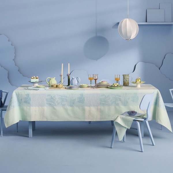 Nappe coton Mille Iris d'eau Aqua, Garnier-Thiébaut 
