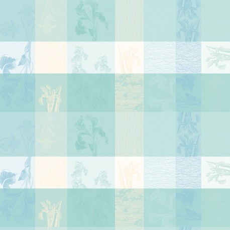 Petit Carré déco coton Mille Iris d'eau Aqua, Garnier Thiébaut