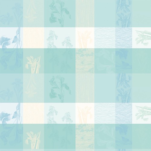 Petit Carré déco coton Mille Iris d'eau Aqua, Garnier Thiébaut