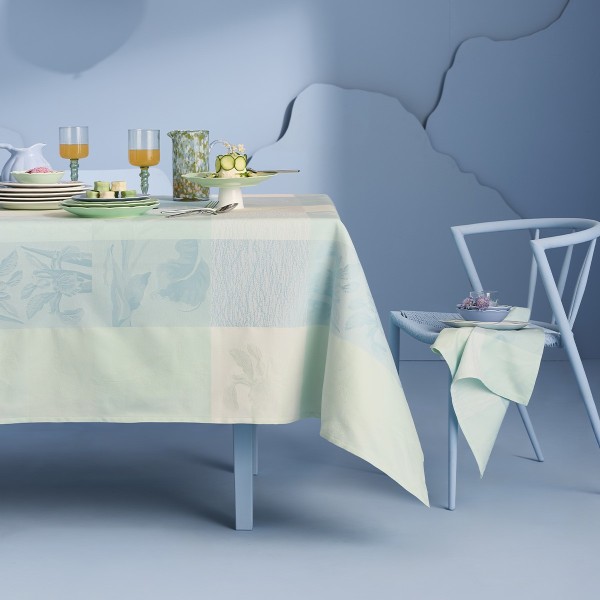Petit Carré déco coton Mille Iris d'eau Aqua, Garnier Thiébaut