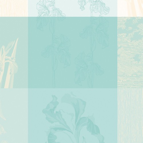 Serviettes de table coton Mille Iris d'eau Aqua, Garnier Thiébaut