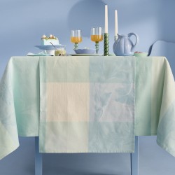 Chemin de table coton Mille Iris d'eau Aqua, Garnier-Thiébaut