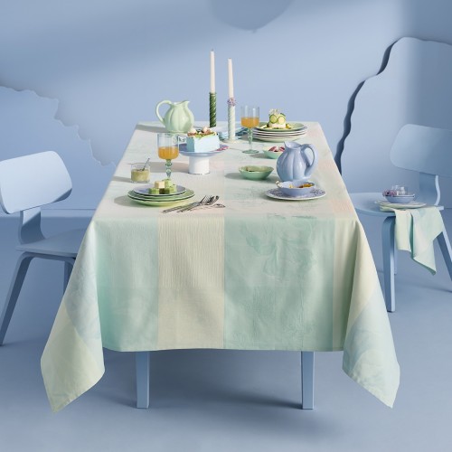 Nappe enduite sur mesure Mille Iris d'eau Aqua laize 180cm, Garnier-Thiébaut