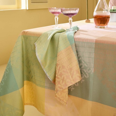Serviettes de table coton jacquard Mille Empreintes Pastel, Garnier-Thiébaut 