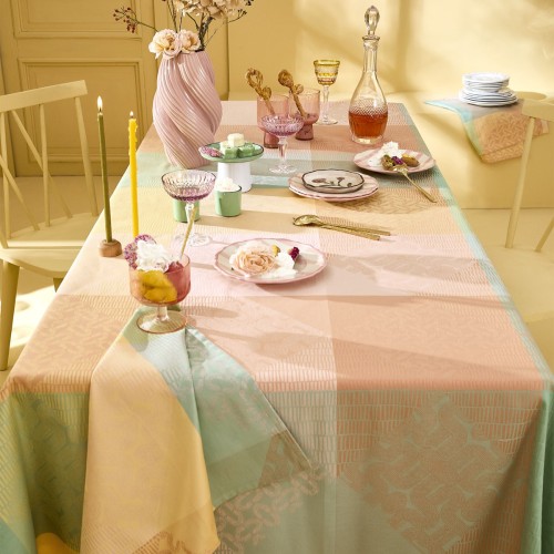 Nappes coton jacquard Mille Empreintes Pastel, Garnier-Thiébaut 