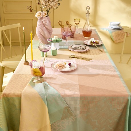 Nappe enduite sur mesure Mille Empreintes Pastel, laize 155cm, Garnier-Thiébaut