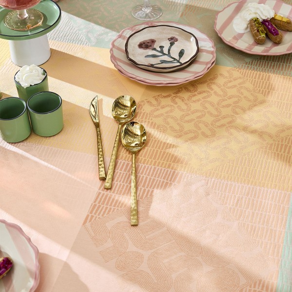 Tissu coton enduit Mille Empreintes Pastel, laize 155cm, Garnier-Thiébaut