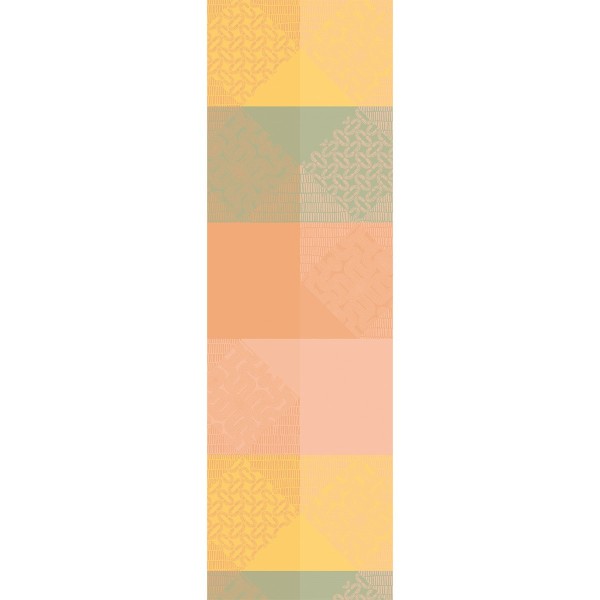 Chemin de table coton jacquard Mille Empreintes Pastel, Garnier-Thiébaut