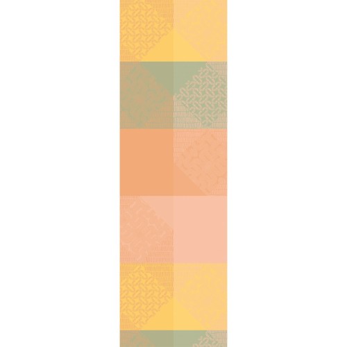 Chemin de table coton jacquard Mille Empreintes Pastel, Garnier-Thiébaut
