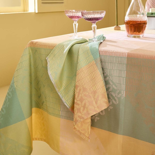 Serviettes de table coton jacquard Mille Empreintes Pastel, Garnier-Thiébaut