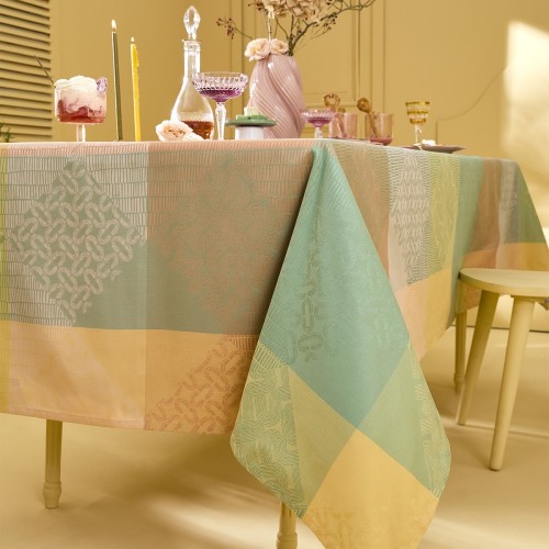 Nappe sur mesure coton jacquard Mille Empreintes Pastel, laize 160cm, Garnier-Thiébaut
