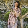 Kimono long imprimé en satin de coton 120 fils/cm² Magnolias Rose fumé, Garnier-Thiébaut