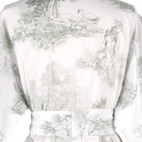 Kimono long imprimé en percale de coton 80 fils/cm² Poésie Verde, Garnier-Thiébaut