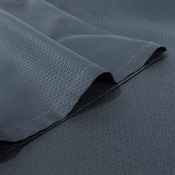 Kimono long jacquard en satin de coton 130 fils/cm² Vibrato Bleu nuit, Garnier-Thiébaut