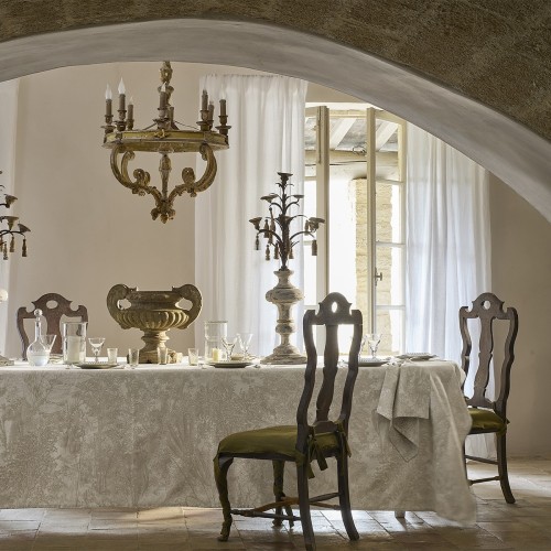Nappe enduite sur mesure Mille Esprit jardins Chanvre laize 180cm, Garnier-Thiébau