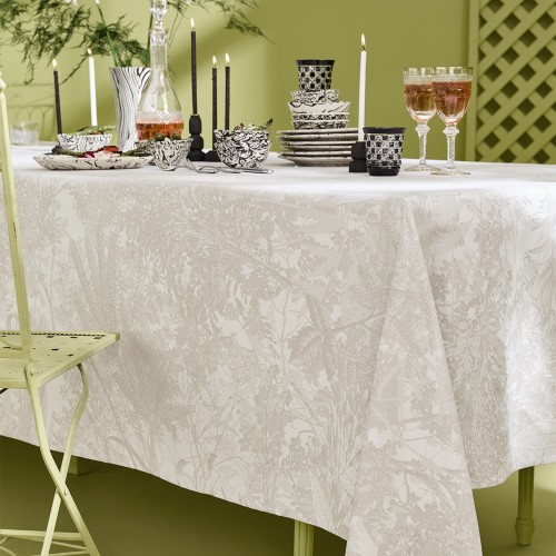 Nappe enduite sur mesure Mille Esprit jardins Chanvre laize 180cm, Garnier-Thiébau