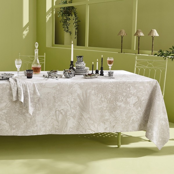Tissu enduit Nappes Mille Esprit jardins Chanvre laize 180cm, Garnier-Thiébaut