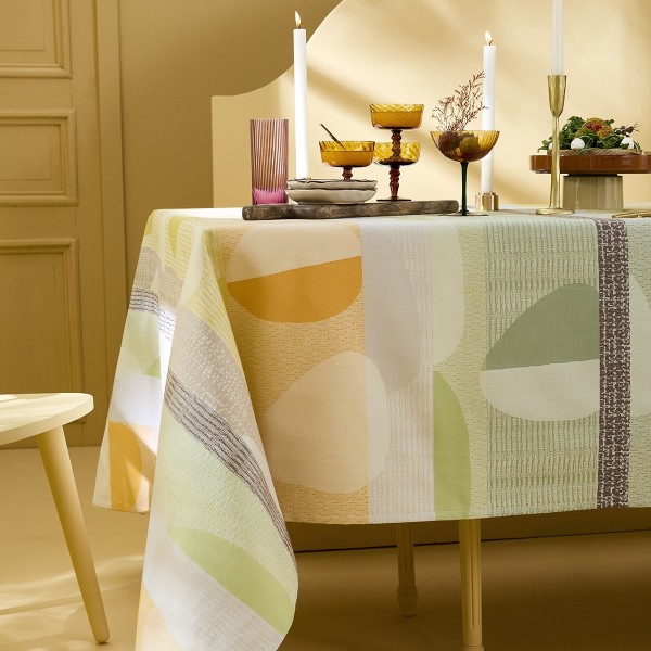Nappes coton jacquard Mille Galets Terre cuite, Garnier-Thiébaut 