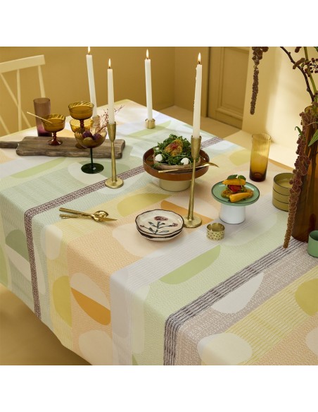Nappe sur mesure coton jacquard Mille Galets Terre cuite, laize 160cm, Garnier-Thiébaut