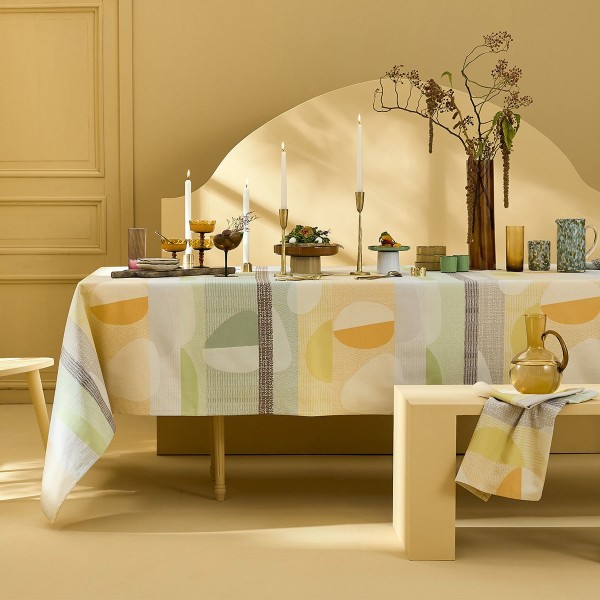Nappe sur mesure coton jacquard Mille Galets Terre cuite, laize 160cm, Garnier-Thiébaut