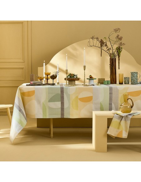 Nappe sur mesure coton jacquard Mille Galets Terre cuite, laize 160cm, Garnier-Thiébaut