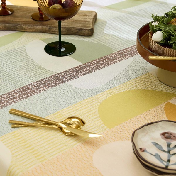 Nappe sur mesure coton jacquard Mille Galets Terre cuite, laize 160cm, Garnier-Thiébaut