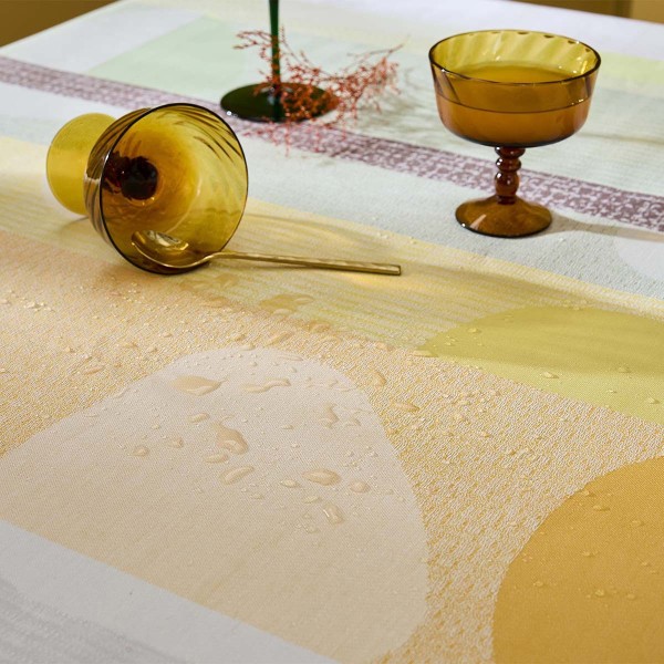 Nappe enduite sur mesure Mille Galets Terre cuite laize 155cm, Garnier-Thiébaut