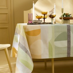 Nappe enduite sur mesure Mille Galets Terre cuite laize 155cm, Garnier-Thiébaut