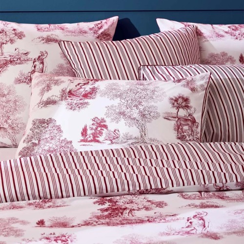 Garnier-Thiébaut - Parure de lit imprimée en percale de coton 80 fils/cm², Poésie Rosso