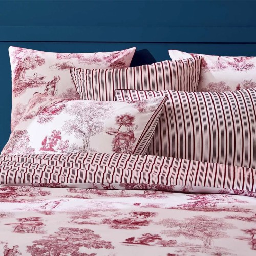 Garnier-Thiébaut - Parure de lit imprimée en percale de coton 80 fils/cm², Poésie Rosso