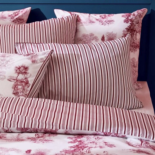 Garnier-Thiébaut - Taies d'oreiller imprimées en percale de coton 80 fils/cm², Poésie Rosso