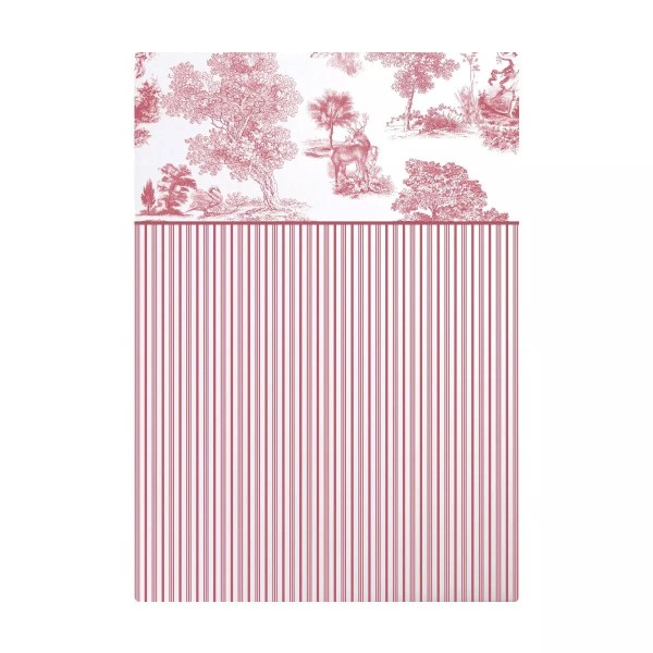 Garnier-Thiébaut - Drap plat imprimé en percale de coton 80 fils/cm², Poésie Rosso